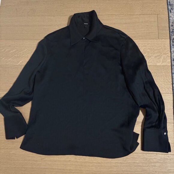 THEORY Black Dress Shirt Blouse -  Size Medium - Picture 2 of 5